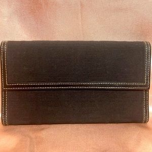 FENDI Black, Leather and FF Logo Long Folding Wallet